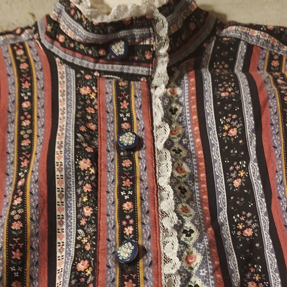 1970's paisley floral cottagecore Western blouse - Picture 12 of 16